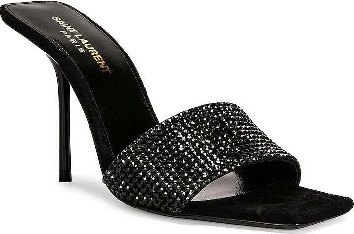 Saint Laurent Lucky Evening Mules in Black - Image 2
