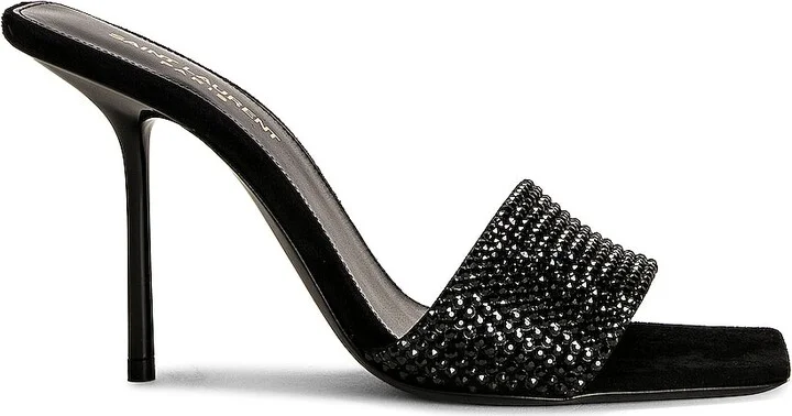 Saint Laurent Lucky Evening Mules in Black