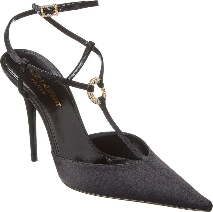 Saint Laurent Luna 105 Satin Slingback Pump