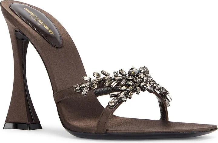 Saint Laurent Lydia Sandal in Chocolate - Image 2