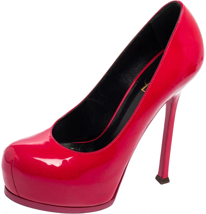 Saint Laurent Magenta Patent Leather Tribtoo Platform Pumps Size 38.5