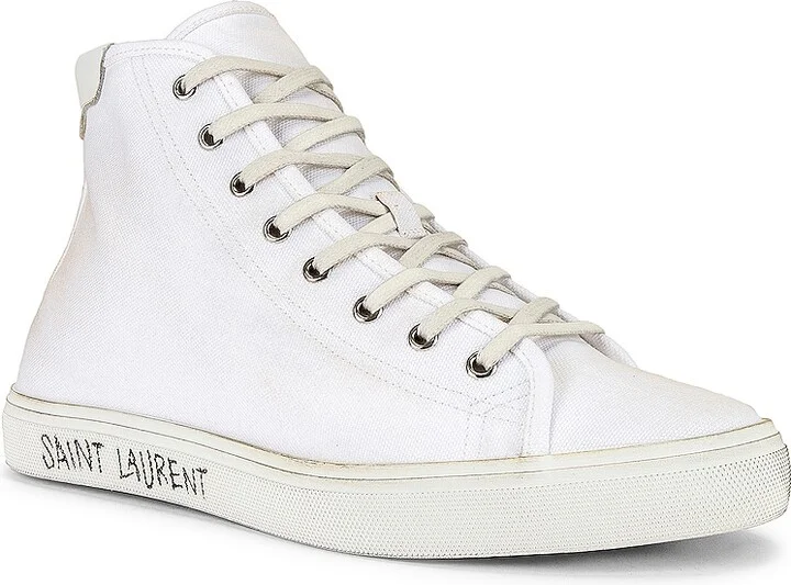 Saint Laurent Malibu Mid Top Sneaker in White - Image 2