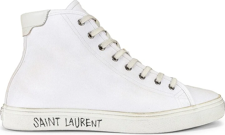 Saint Laurent Malibu Mid Top Sneaker in White