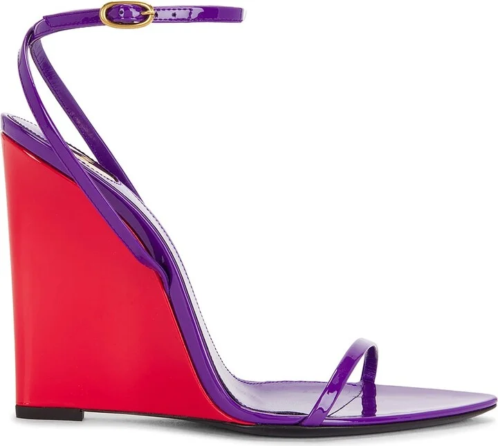 Saint Laurent May Wedge Sandal in Purple