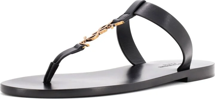 Saint Laurent Men's Cassandra Thong Flat Sandals Leather