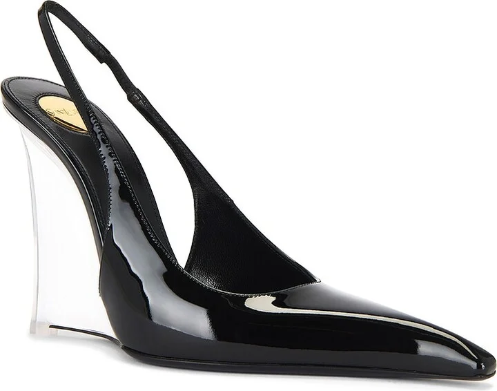Saint Laurent Miller Patent Wedge Pump in Black - Image 2