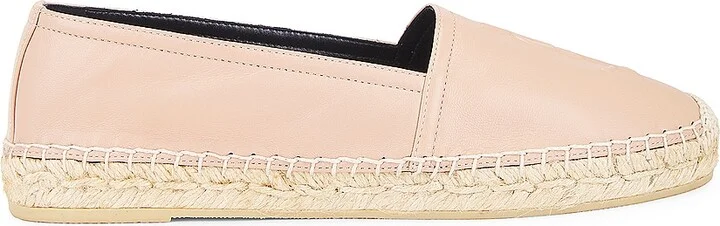Saint Laurent Monogram Flat Espadrille in Beige