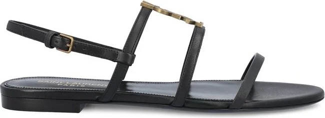 Saint Laurent New Cassandra Open Toe Flat Sandals