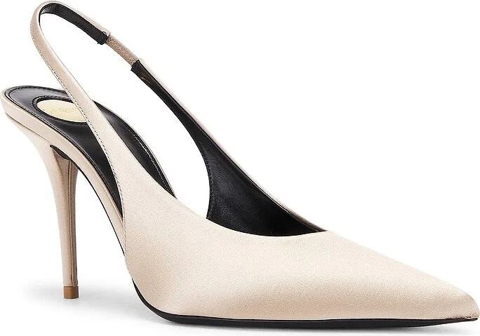 Saint Laurent Newton Slingback Pump in Beige - Image 2