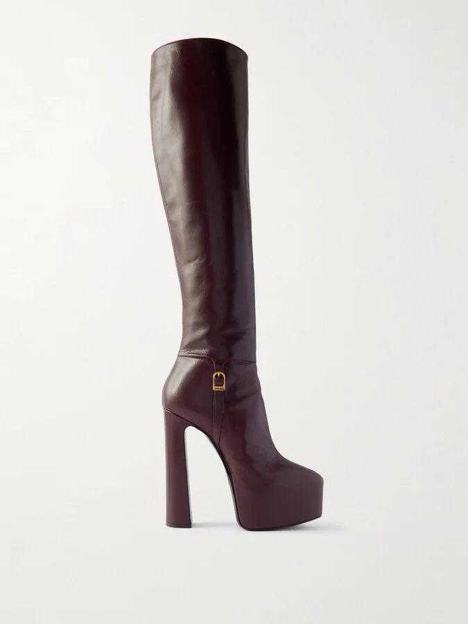 SAINT LAURENT - Nico Leather Over-the-knee Boots - Burgundy