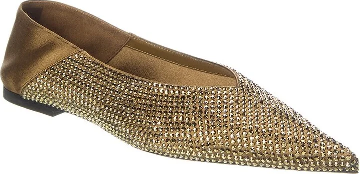 Saint Laurent Nour Crystal Embellished Wool & Silk Flat