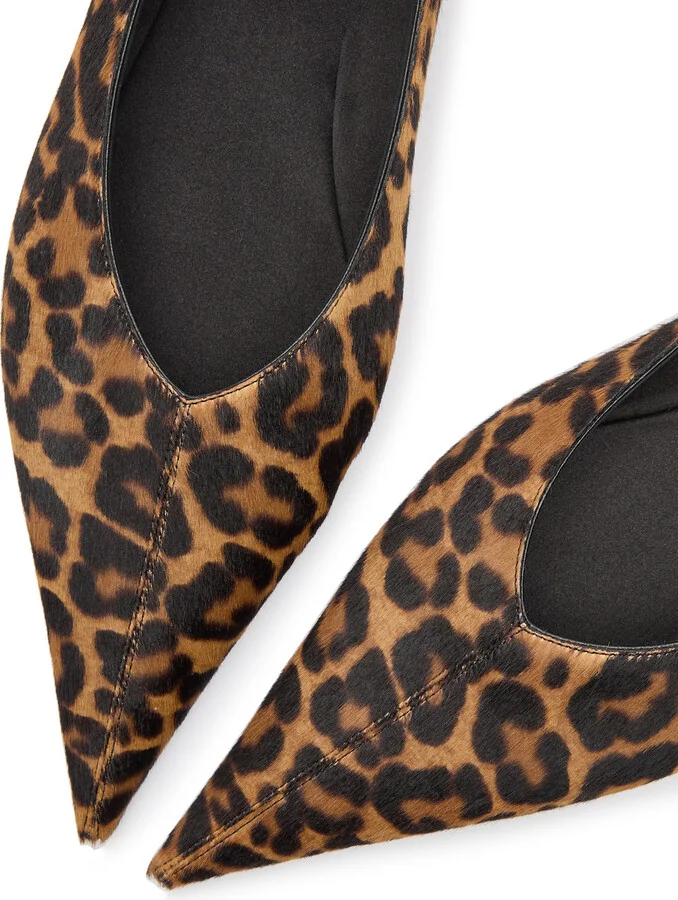 Saint Laurent Nour Leopard-print Calf-hair Flats - Image 3