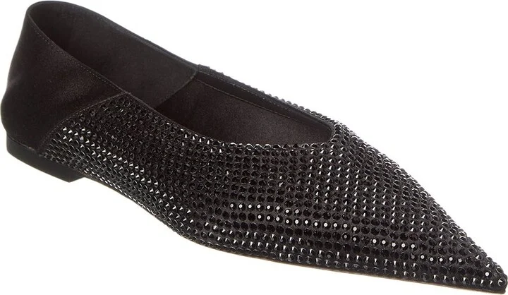 Saint Laurent Nour Satin & Rhinestone Slipper