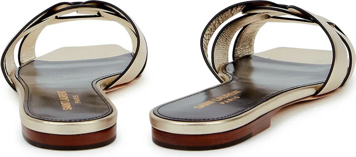 Saint Laurent Nu Pieds Metallic Leather Sandals - Image 3