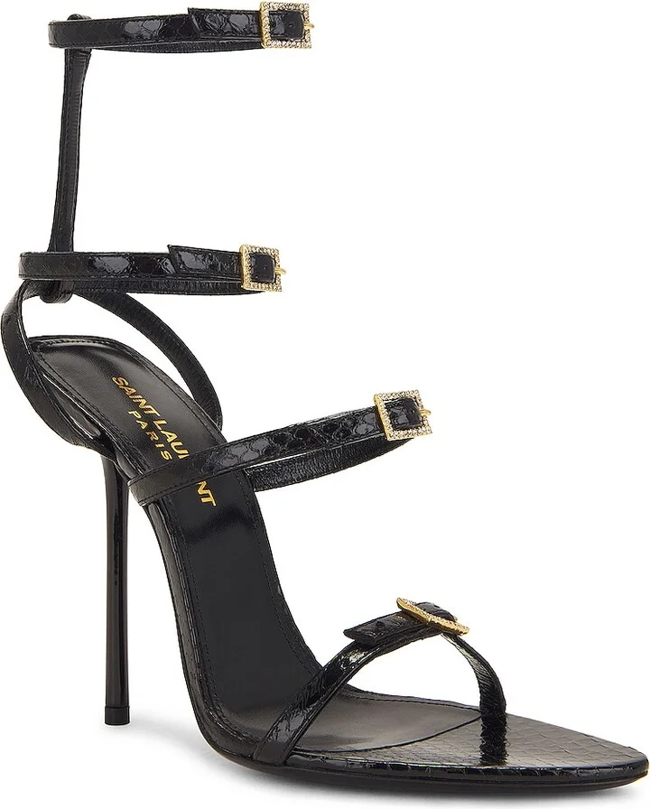 Saint Laurent Nuit Sandals in Black - Image 2