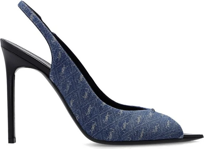 Saint Laurent Open Toe Slingback Heeled Sandals
