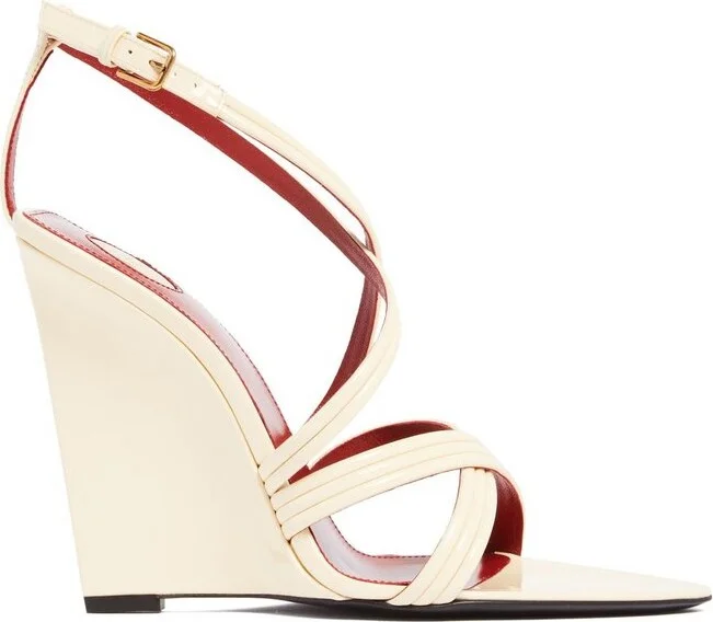 Saint Laurent Open Toe Wedge Sandals