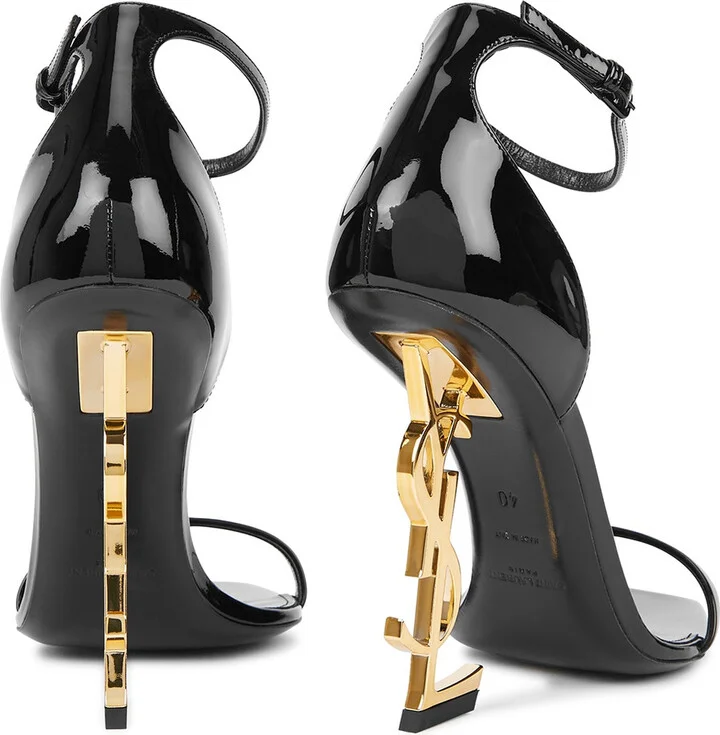 Saint Laurent Opyum 110 Logo Patent Leather Sandals - Image 3