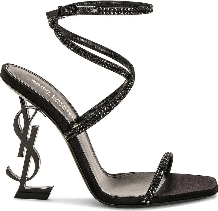 Saint Laurent Opyum Crystal Sandal in Black