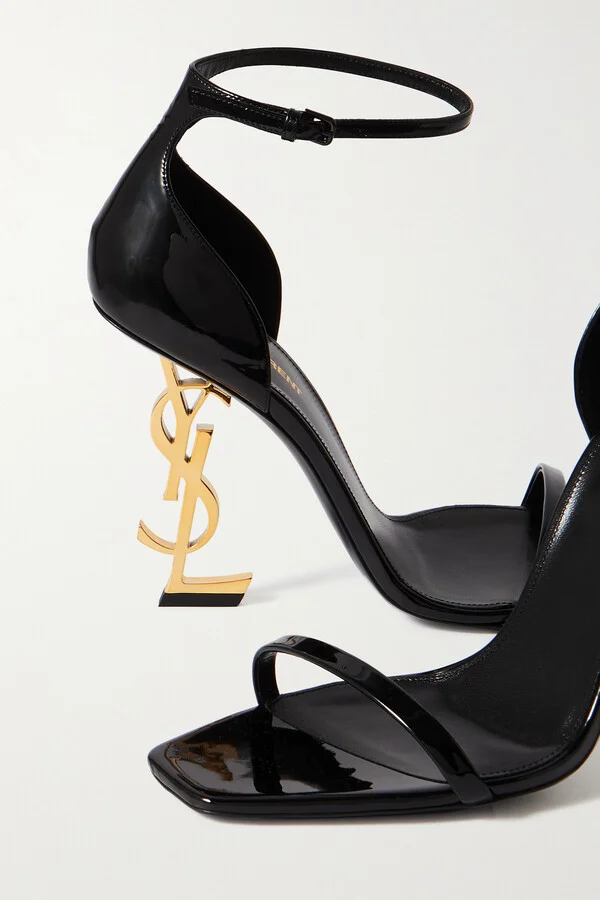 SAINT LAURENT - Opyum Embellished Patent-leather Sandals - Black - Image 4