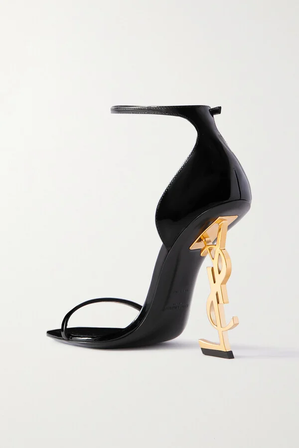 SAINT LAURENT - Opyum Embellished Patent-leather Sandals - Black - Image 3