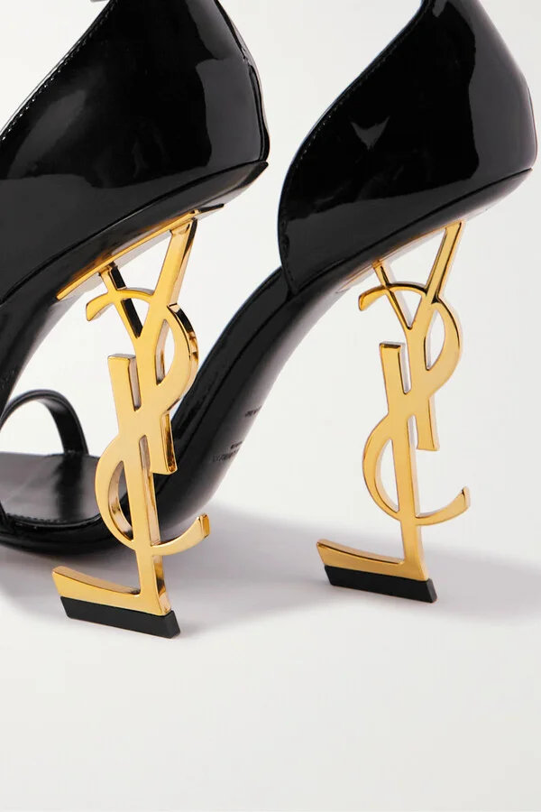 SAINT LAURENT - Opyum Embellished Patent-leather Sandals - Black - Image 4