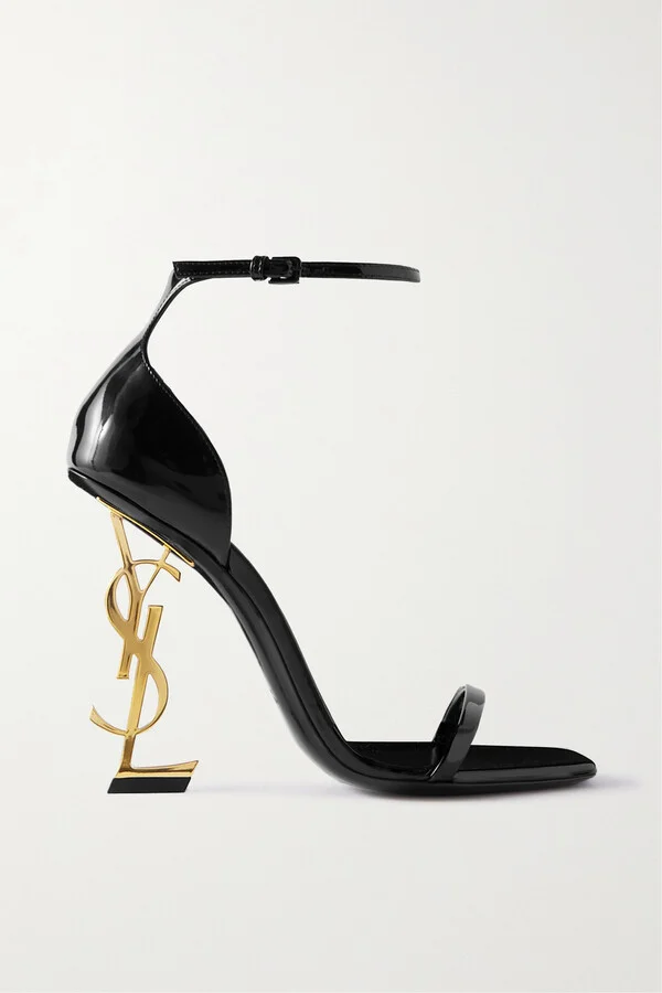 SAINT LAURENT - Opyum Embellished Patent-leather Sandals - Black