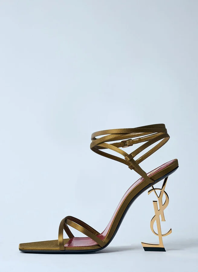 Saint Laurent Opyum Heel Sandals - Woman Heels Gold Eu - 36 - Image 4