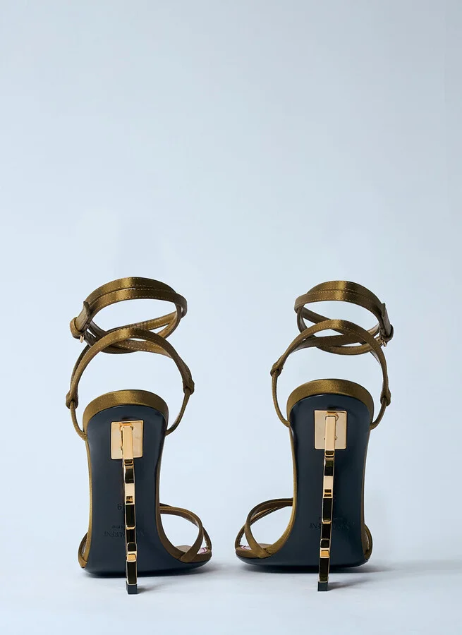 Saint Laurent Opyum Heel Sandals - Woman Heels Gold Eu - 36 - Image 6