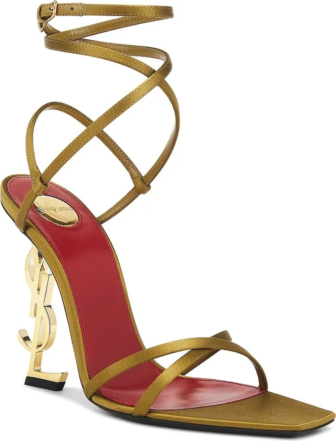 Saint Laurent Opyum Sandals in Metallic Gold - Image 2