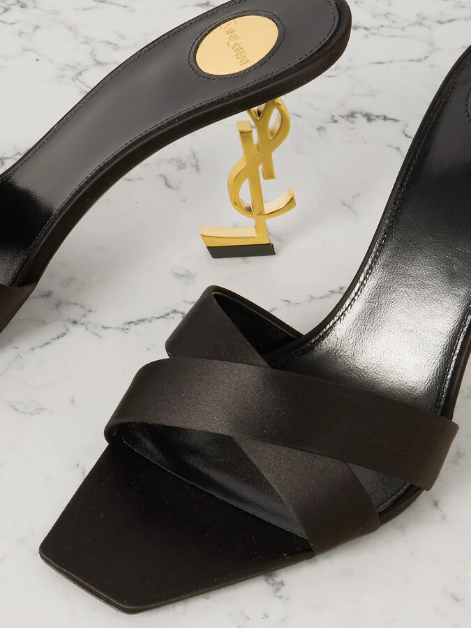 SAINT LAURENT - Opyum Satin Mules - Black - Image 4
