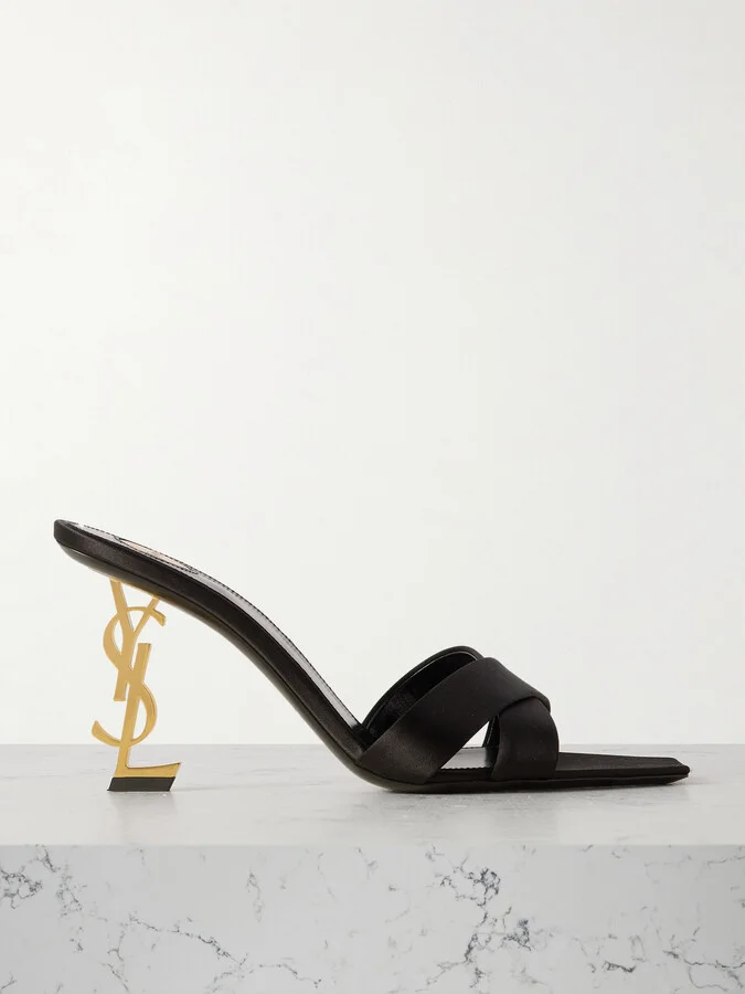 SAINT LAURENT - Opyum Satin Mules - Black