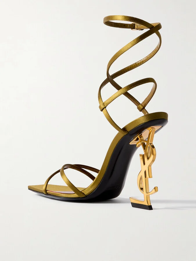 SAINT LAURENT - Opyum Satin Sandals - Gold - Image 3