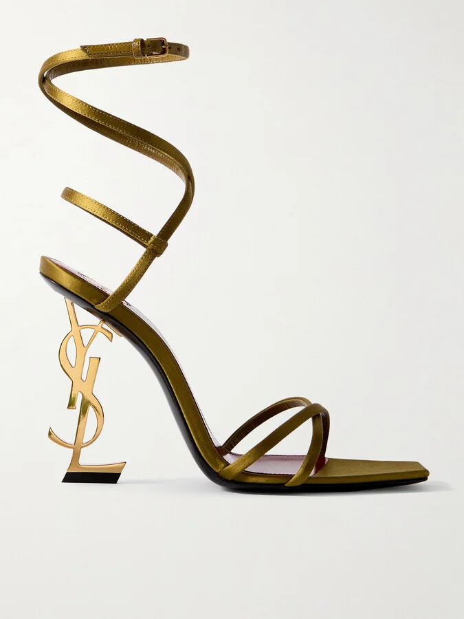 SAINT LAURENT - Opyum Satin Sandals - Gold