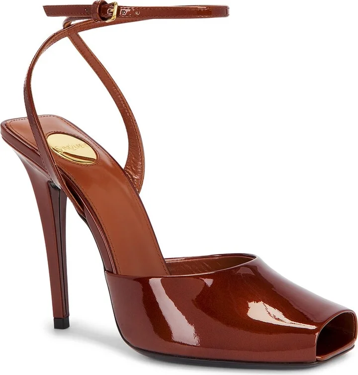 Saint Laurent Orhand Peep Toe Pump in Brick - Image 2