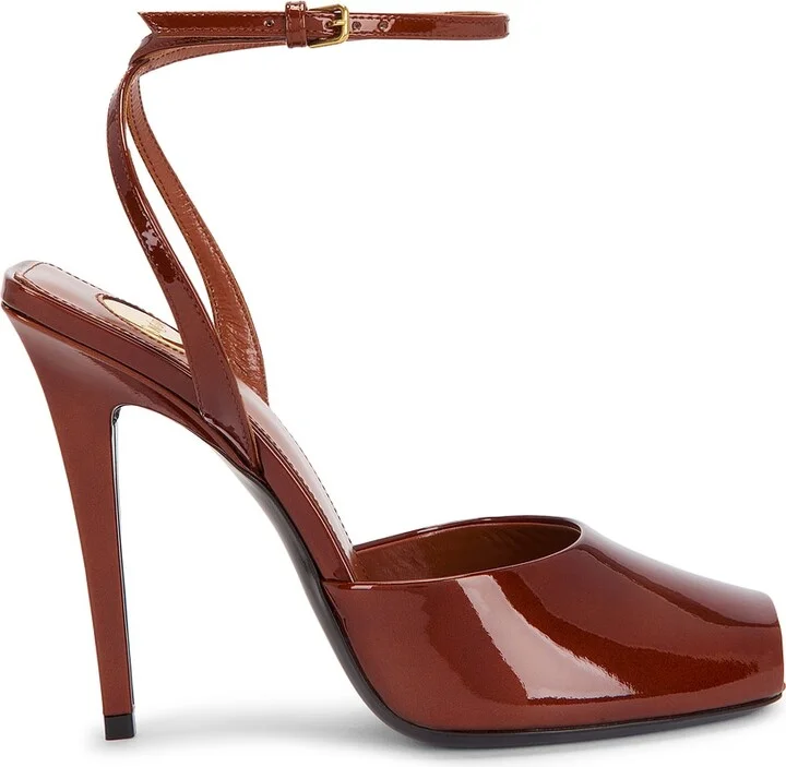 Saint Laurent Orhand Peep Toe Pump in Brick