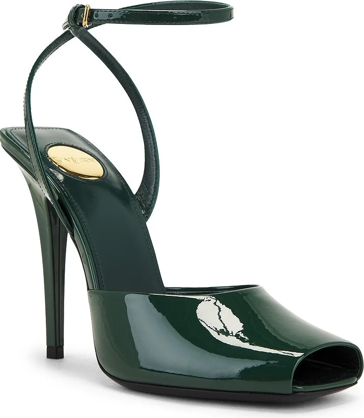 Saint Laurent Orhand Peep Toe Pump in Green - Image 2