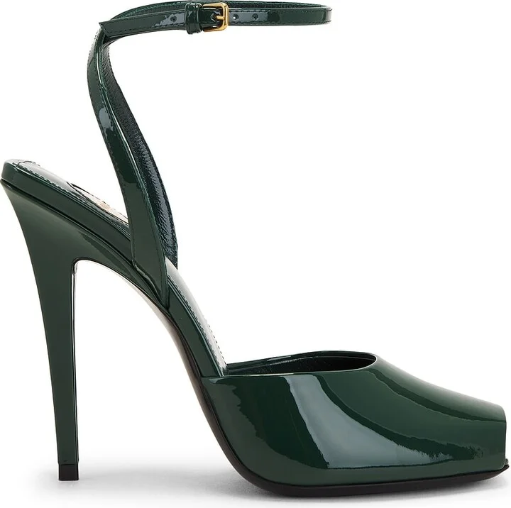 Saint Laurent Orhand Peep Toe Pump in Green