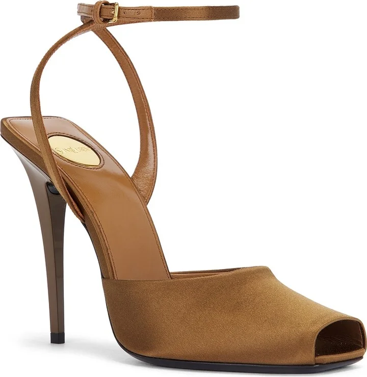 Saint Laurent Orhand Peep Toe Pump in Rust - Image 2