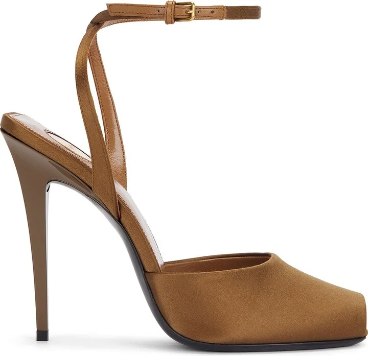 Saint Laurent Orhand Peep Toe Pump in Rust