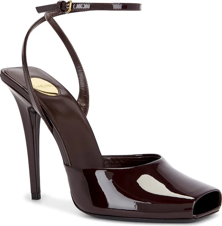 Saint Laurent Orhand Peep Toe Pump in Wine - Image 2