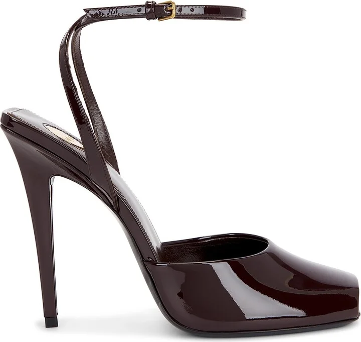 Saint Laurent Orhand Peep Toe Pump in Wine
