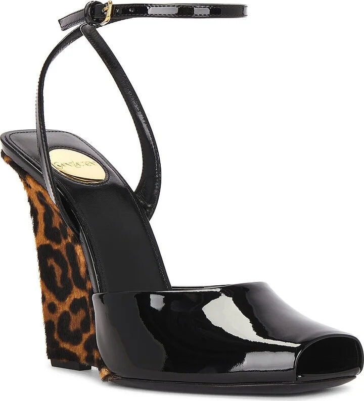 Saint Laurent Orhand Peep Toe Wedge in Brown - Image 2