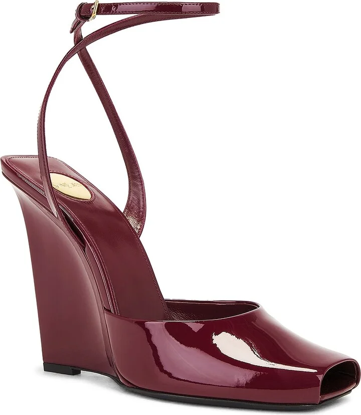 Saint Laurent Orhand Peep Toe Wedge in Red - Image 2