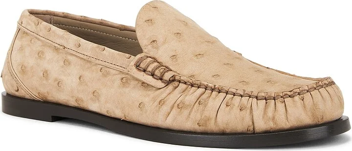 Saint Laurent Ostrich Leather Loafer in Nude - Image 2