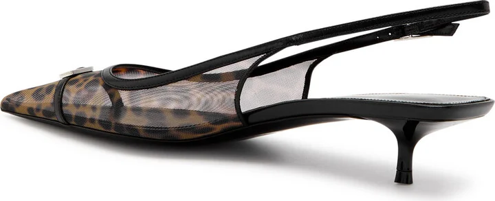 Saint Laurent Oxalis 30 Leopard-print Mesh Slingback Pumps - Image 2