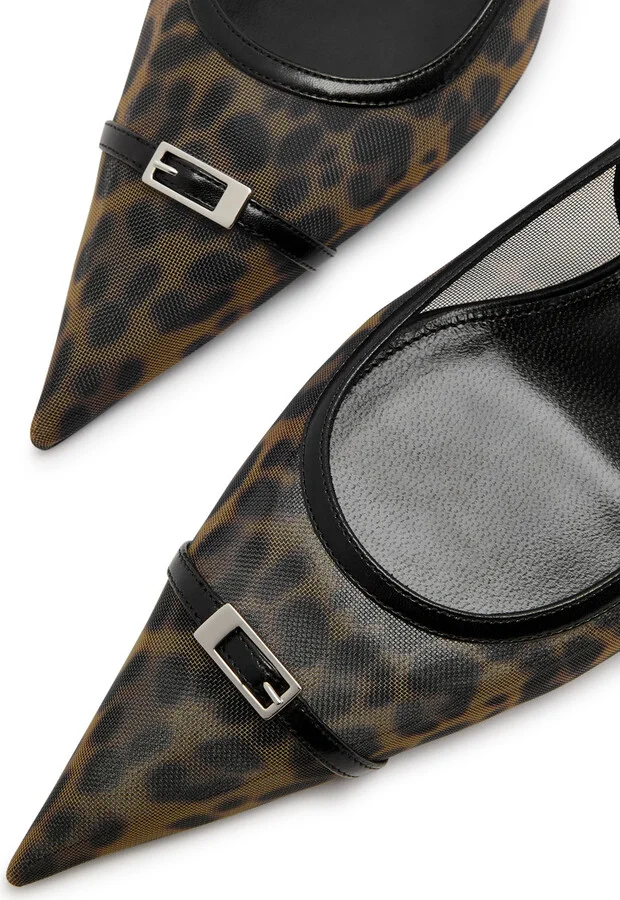 Saint Laurent Oxalis 30 Leopard-print Mesh Slingback Pumps - Image 3