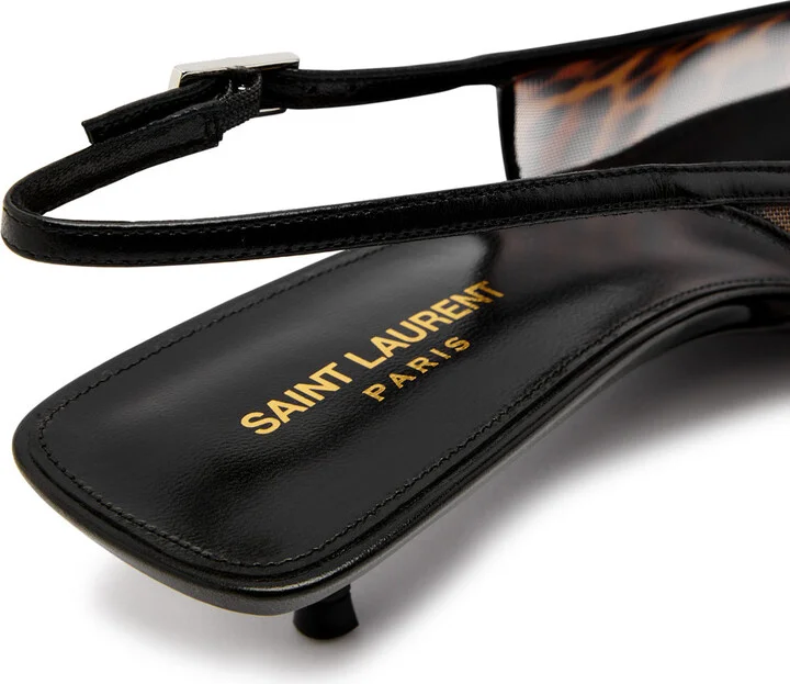 Saint Laurent Oxalis 30 Leopard-print Mesh Slingback Pumps - Image 4