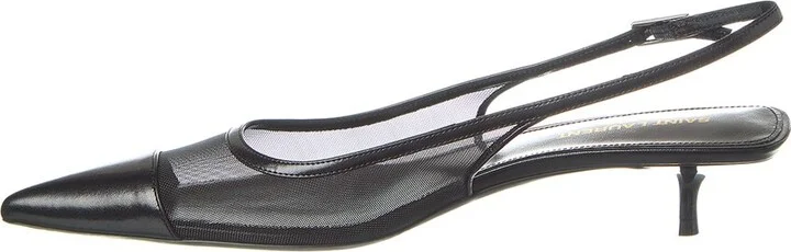 Saint Laurent Oxalis 30 Mesh & Leather Slingback Pump - Image 2