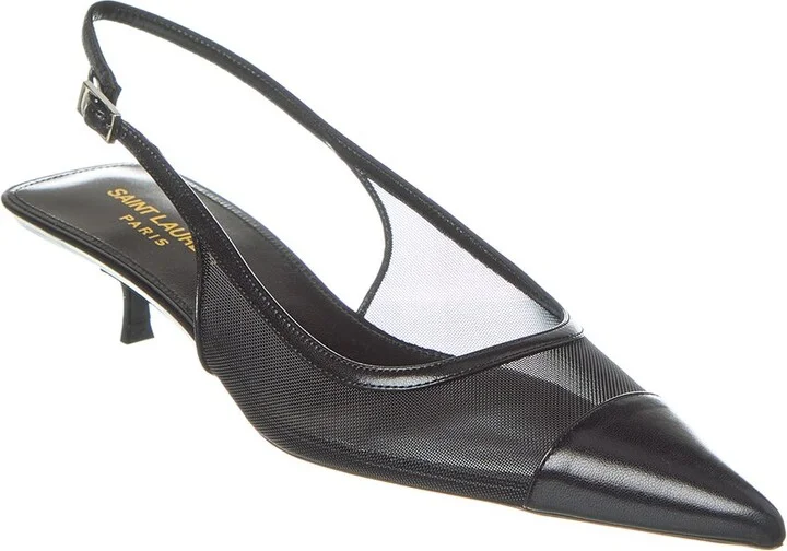 Saint Laurent Oxalis 30 Mesh & Leather Slingback Pump